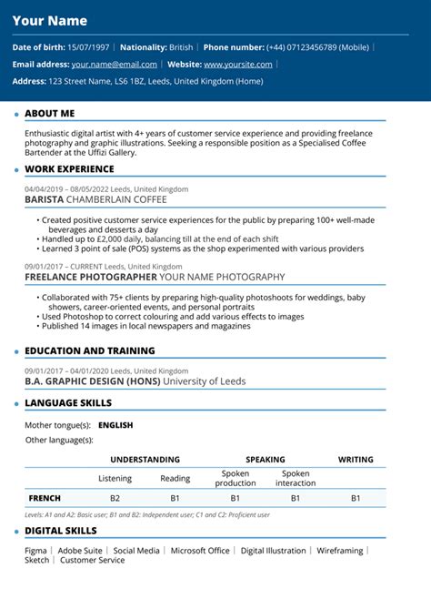 Create your Europass CV .